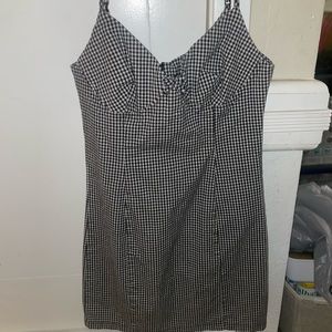 Gingham mini dress.
